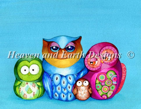 Mini Owl Family Portrait - Click Image to Close